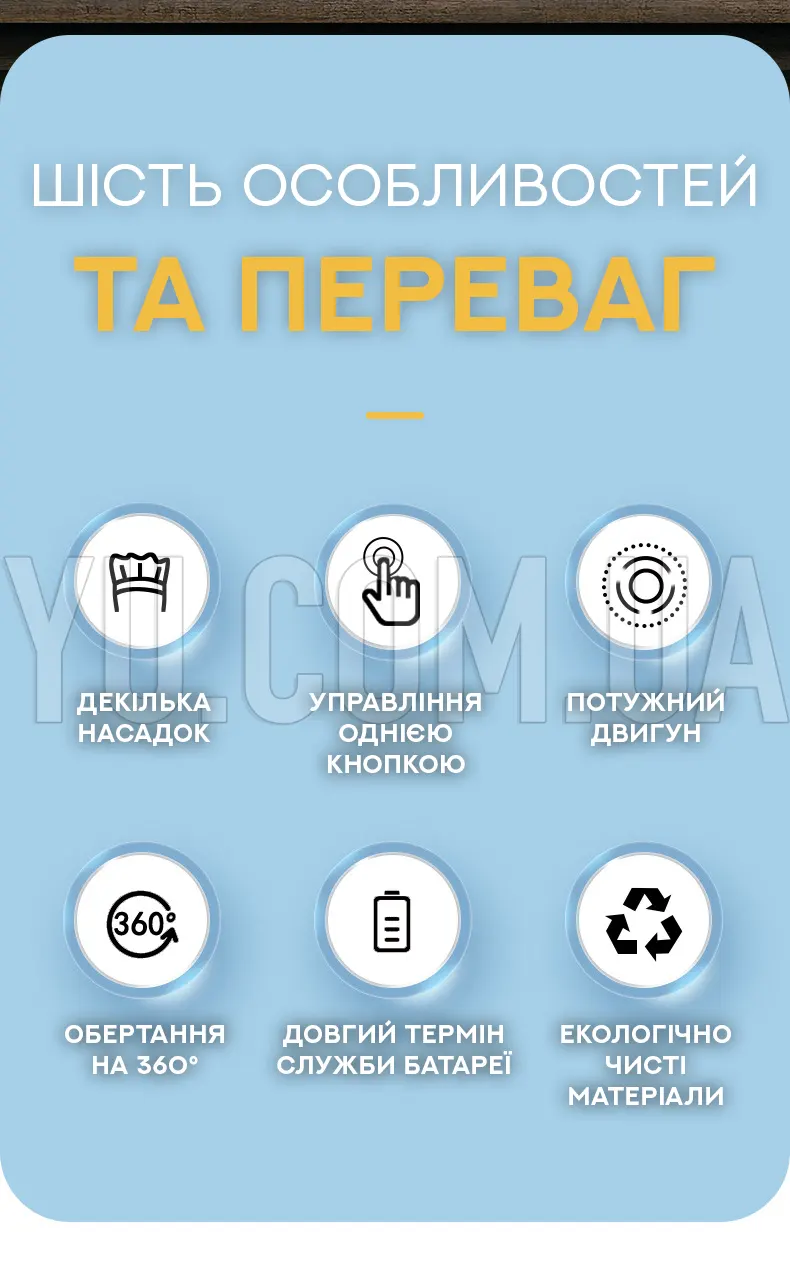 Щётка аккумуляторная для мытья посуды с насадками Electric cleaning brush